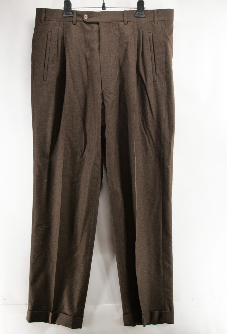 Corneliani Men's 36x31 Brown Pleated Cuffed Dress Pants Made in Italy Luxury
